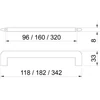 Kép 2/2 - Keskeny kényelmes fogású nikkel fogantyú (96mm) 2182-118 ZN21