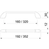 Kép 2/2 - Gömbölyű modern fém fogantyú króm (320mm) 2392-352 ZN1