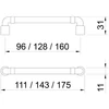 Kép 2/2 - Modern kovácsoltvas csőfogantyú antikk fekete (160mm) WMN785.160.00T2