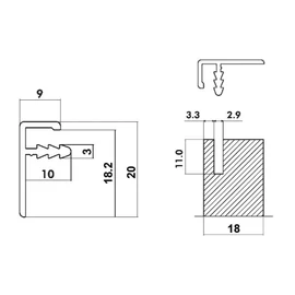 ALUMÍNIUM KERETPROFIL F11 T-LÉC 3m ALUMÍNIUM