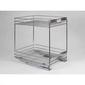 24271.400 FENÉKLAPRA SZERELHETŐ 2 RÉSZES KIHÚZHATÓ POLC BELSŐ FÉMRÁCS  345x510x475mm KRÓM