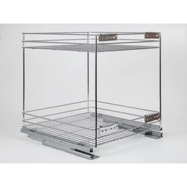 24271.500 FENÉKLAPRA SZERELHETŐ 2 RÉSZES KIHÚZHATÓ POLC BELSŐ FÉMRÁCS  445x510x475mm KRÓM