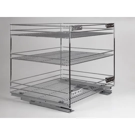 24273.600 FENÉKLAPRA SZERELHETŐ 3 RÉSZES KIHÚZHATÓ POLC BELSŐ FÉMRÁCS 545x510x475mm KRÓM