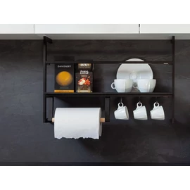 "UP" Polcrendszer (POLC, TÖRLŐTARTÓ, 3 DB AKASZTÓ) 600x400x85MM FEKETE