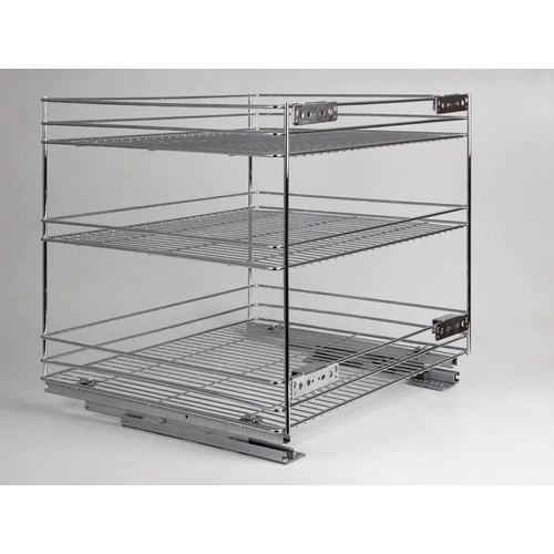 24273.600 FENÉKLAPRA SZERELHETŐ 3 RÉSZES KIHÚZHATÓ POLC BELSŐ FÉMRÁCS 545x510x475mm KRÓM