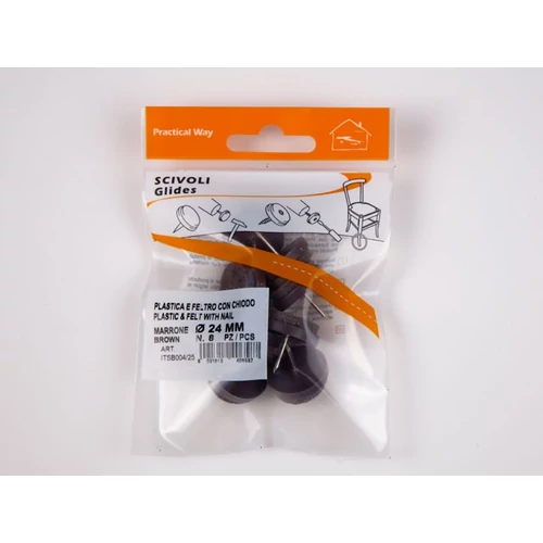 PADLÓVÉDŐ CSÚSZTATÓSZEG 24mm SZEGGEL 8db/Blister BARNA