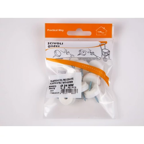 PADLÓVÉDŐ CSÚSZTATÓSZEG 24mm CSAVARRAL 8db/Blister FEHÉR
