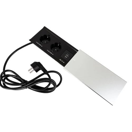 IRODABÚTOR TARTOZÉKOK KONNEKTOR ELOSZTÓ MODULBOX III - 2x230V + 1xUSB (5V/2A) ALUMÍNIUM